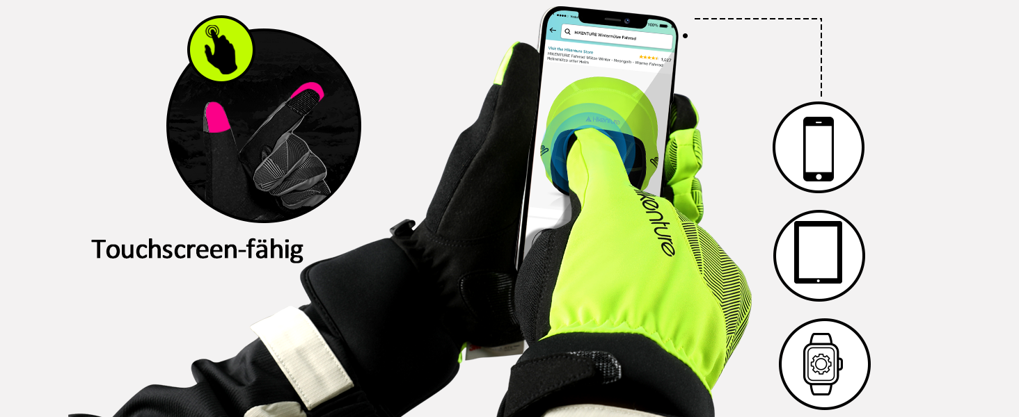 Зимові рукавички HIKENTURE: водонепроникні, для велосипеда та катання на лижах, тепла терморукавичка для чоловіків та жінок, з гелевою підкладкою, жовто-зелені, для бігу та активного відпочинку