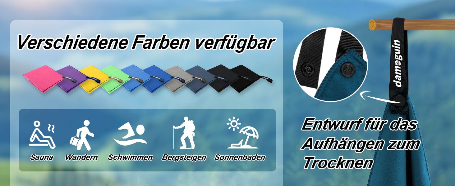 Набір рушників Damoguin 3 шт. з мікрофібри (великий 180x80 см, 2 шт. малі 80x40 см) - чорний