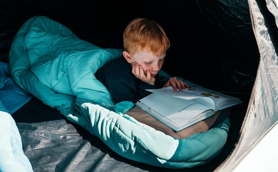 Спальник дитячий Qeedo Buddy Junior Camping 3 сезони (10-25°C) для хлопчиків та дівчаток до 140 см / 10 років Turtlemint