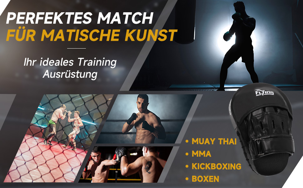 Боксерські подушки Pratzen для MMA, кікбоксингу, карате, тайського боксу, тхеквондо (чорні)