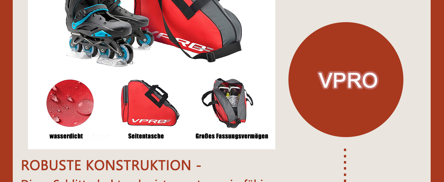 Сумка для ковзанів VPRO: для ковзанярства на льоду та роликів, з ремінцем та блискавкою, для дітей та дорослих