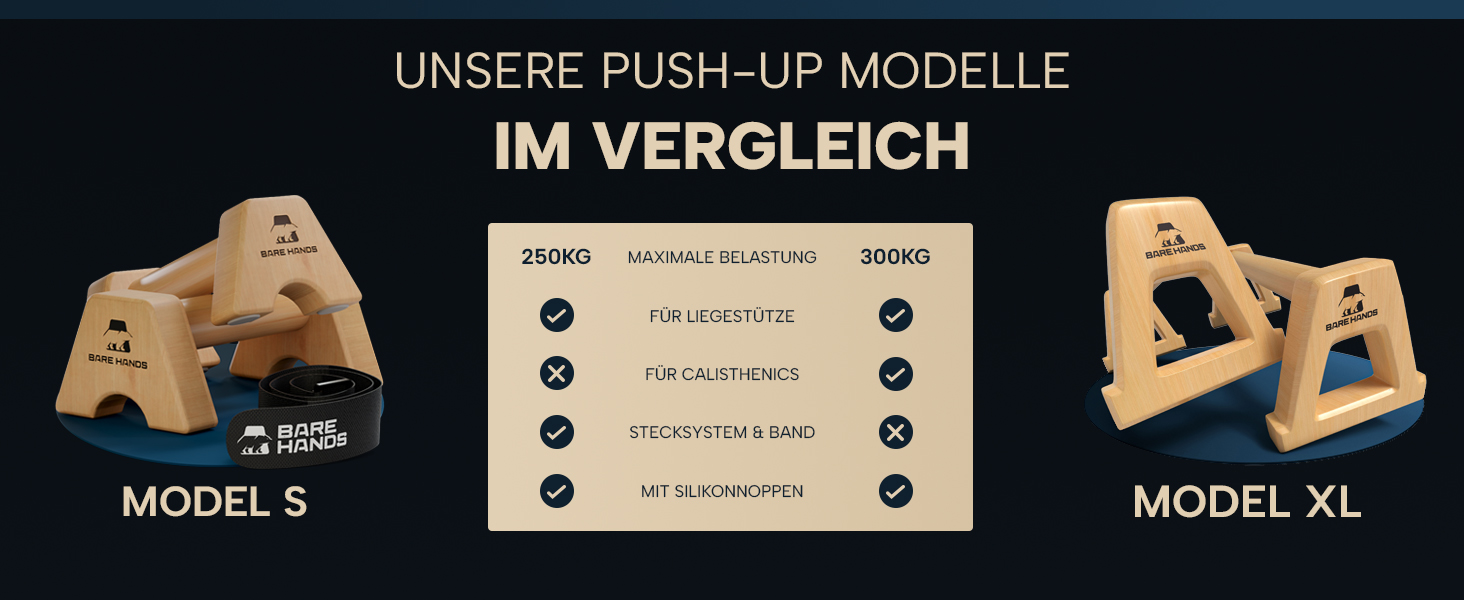 Набір дерев'яних опор для віджимань BARE HANDS (S + L) — Паралетси для калистеники, стійких гімнастичних ручок для хендстенду та тренувань, 2 шт. (світле дерево)