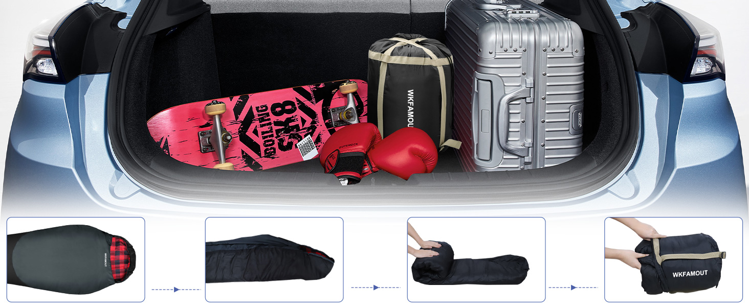 Спальний мішок WKFAMOUT Mumienschlafsack Outdoor -12°C-0°C, 500GSM, фліс, 3-4 сезони, для дорослих та дітей, чорний