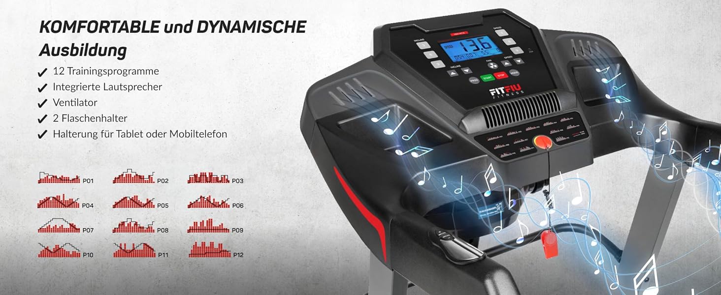 Біговий тренажер FITFIU Fitness MC-500 зі складною конструкцією, автоматичним нахилом, 18 км/год, пульсометром, Bluetooth та підключенням до додатків (Kinomap, Spax, Zwift), площа бігового полотна 41x123 см, максимальне навантаження 120 кг