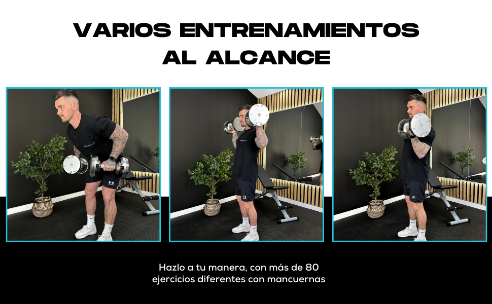 Регульовані гантелі BRAINGAIN - 23.5kg, 32.5kg, 41.5kg - Хром, для силових тренувань вдома (2 x 23,5kg)