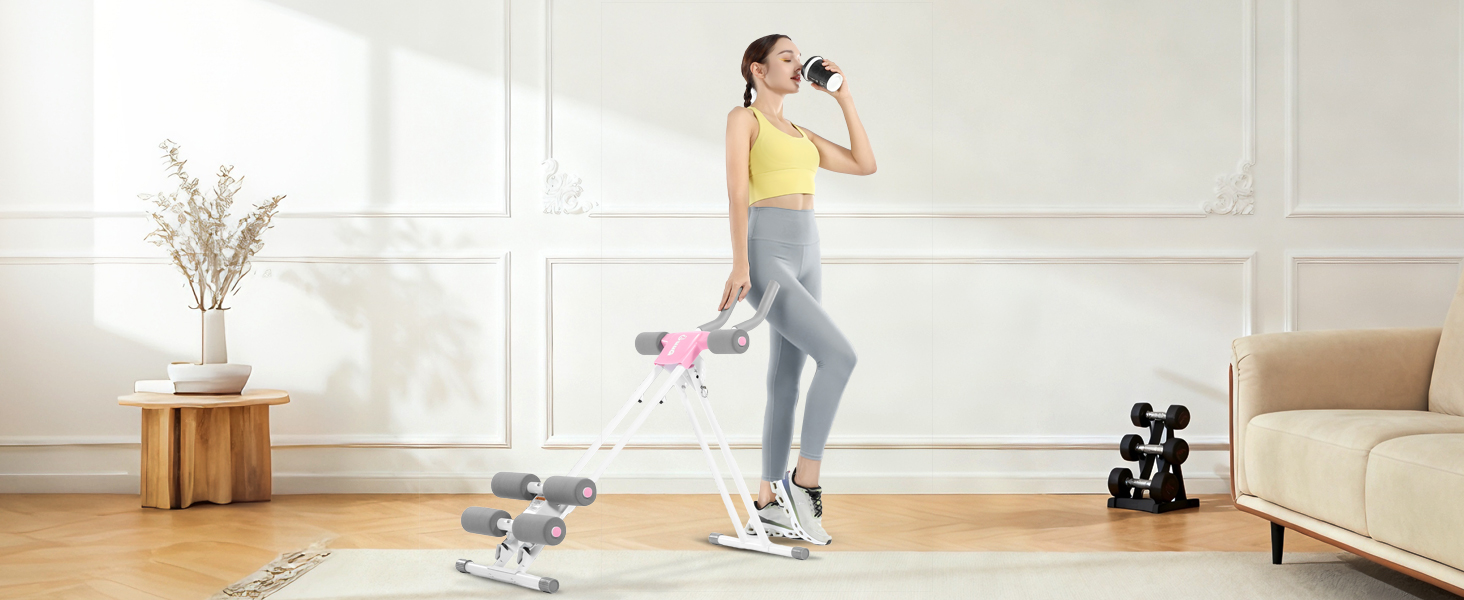 Тренування пресу GuuG: компактний тренажер для дому, для чоловіків та жінок, рожевий