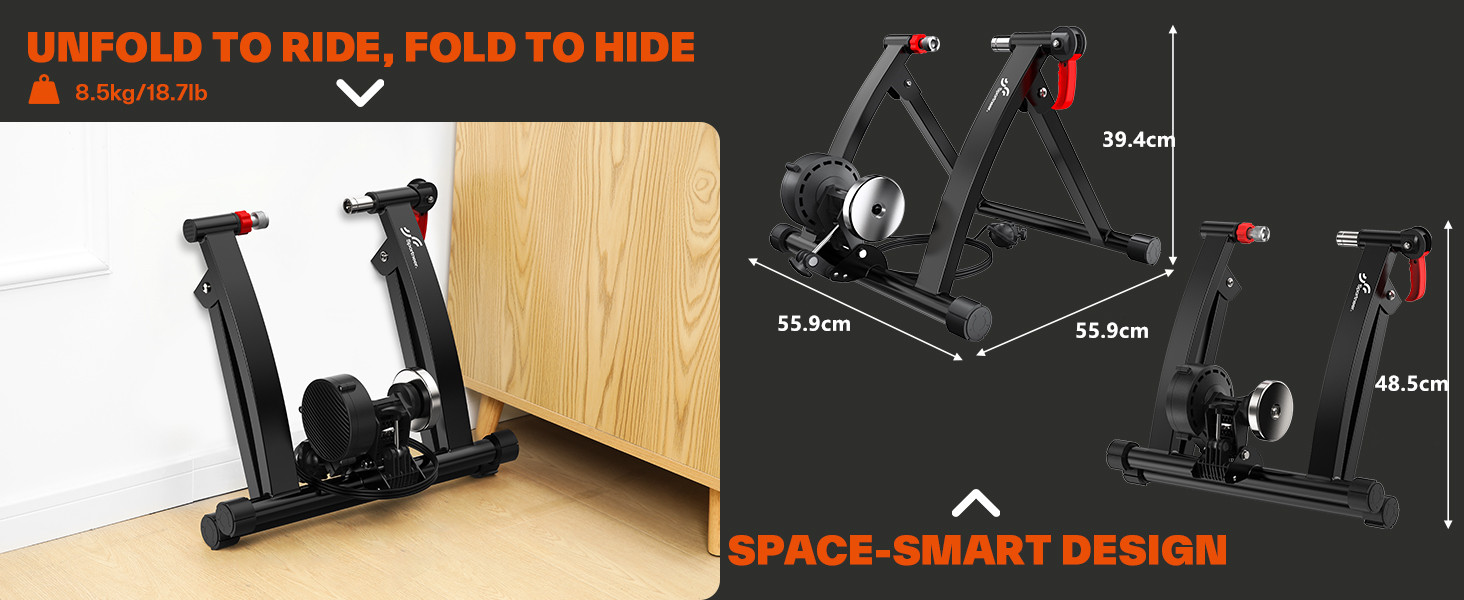 Роликовий тренажер Sportneer для велосипеда - магнітний велотренажер з 6 рівнями опору для дому, 26-28' & 700C, чорний