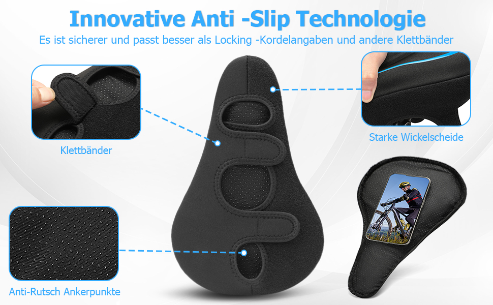 Подушка на сидіння велосипеда для чоловіків та жінок, потовщена та м'яка, комфортний чохол на сидіння велосипеда, велосипедний сидіння з подушкою для шосе, гірського велосипеда, електровелосипеда, тренажера C1, блакитний, вузький