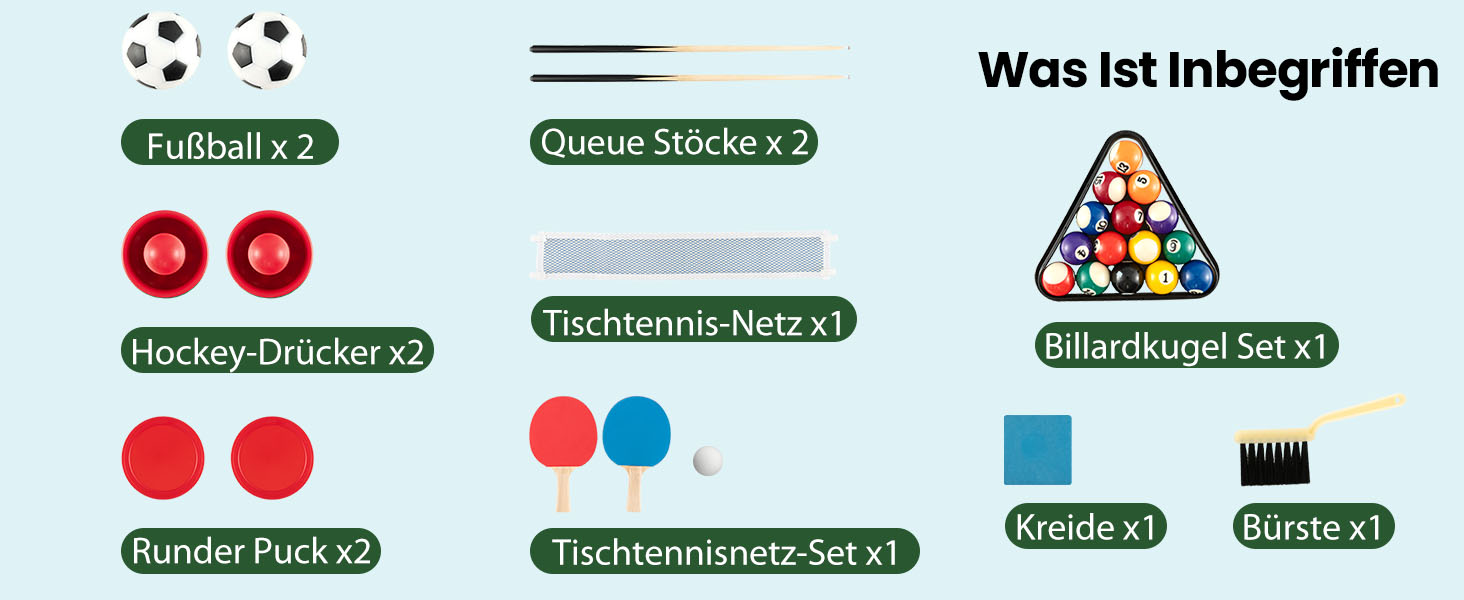 DREAMADE 4-в-1 ігровий стіл: футбол, хокей на повітрі, більярд, теніс. Для дітей та дорослих
