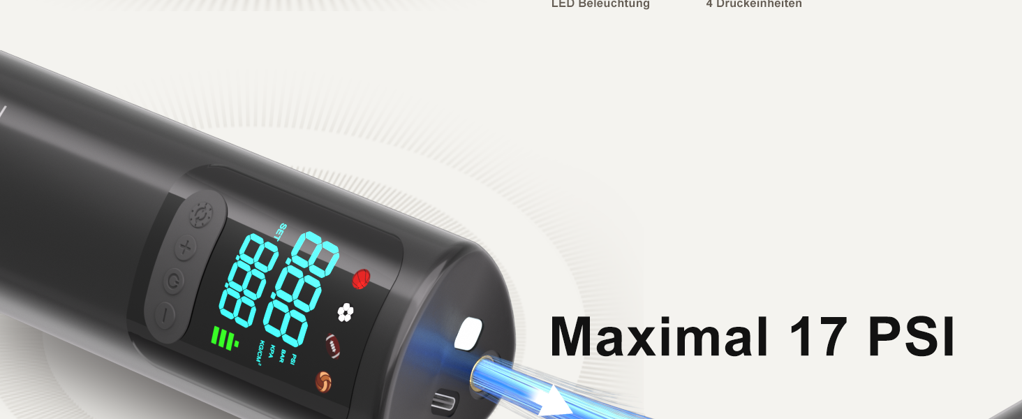 Електричний насос для м'ячів з цифровим дисплеєм. Підходить для баскетболу, футболу, йоги та інших видів спорту. Чорний колір.