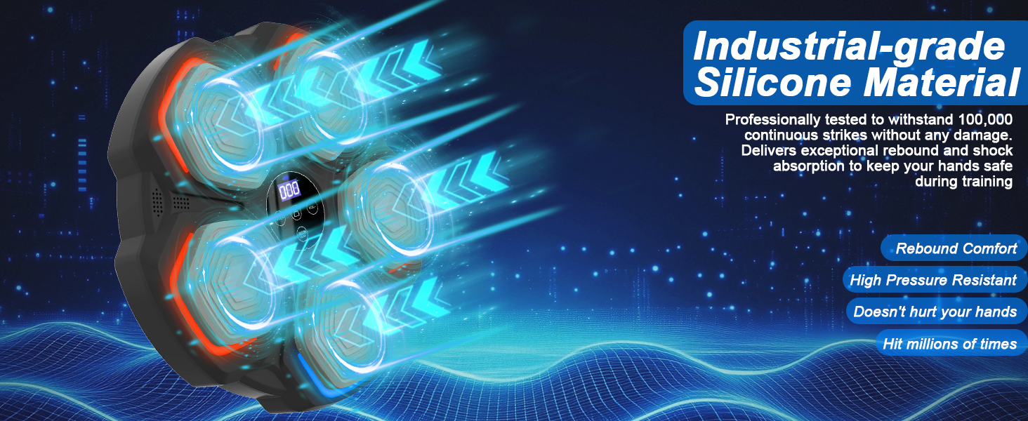 Музична боксерська машина – розумна боксерська машина з LED-підсвіткою, боксерськими рукавичками, 8 режимів швидкості та функцією підрахунку, настінна боксерська машина з музикою для дітей та дорослих (35*35 см)