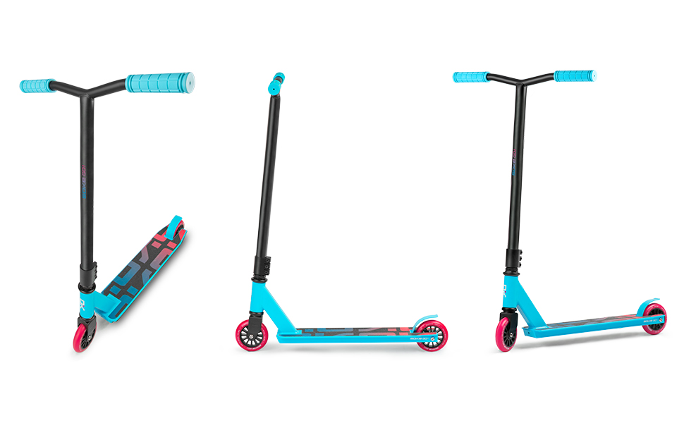 Трюковий самокат ПОЇХАЛИ Kick Scooter з кульковим підшипником ABEC 9 Kick Scooter Trick Scooter для дорослих і дітей Двоколісний міський скутер Freestyle 2 колеса Вантажопідйомність 100 кг (синій, рожевий)