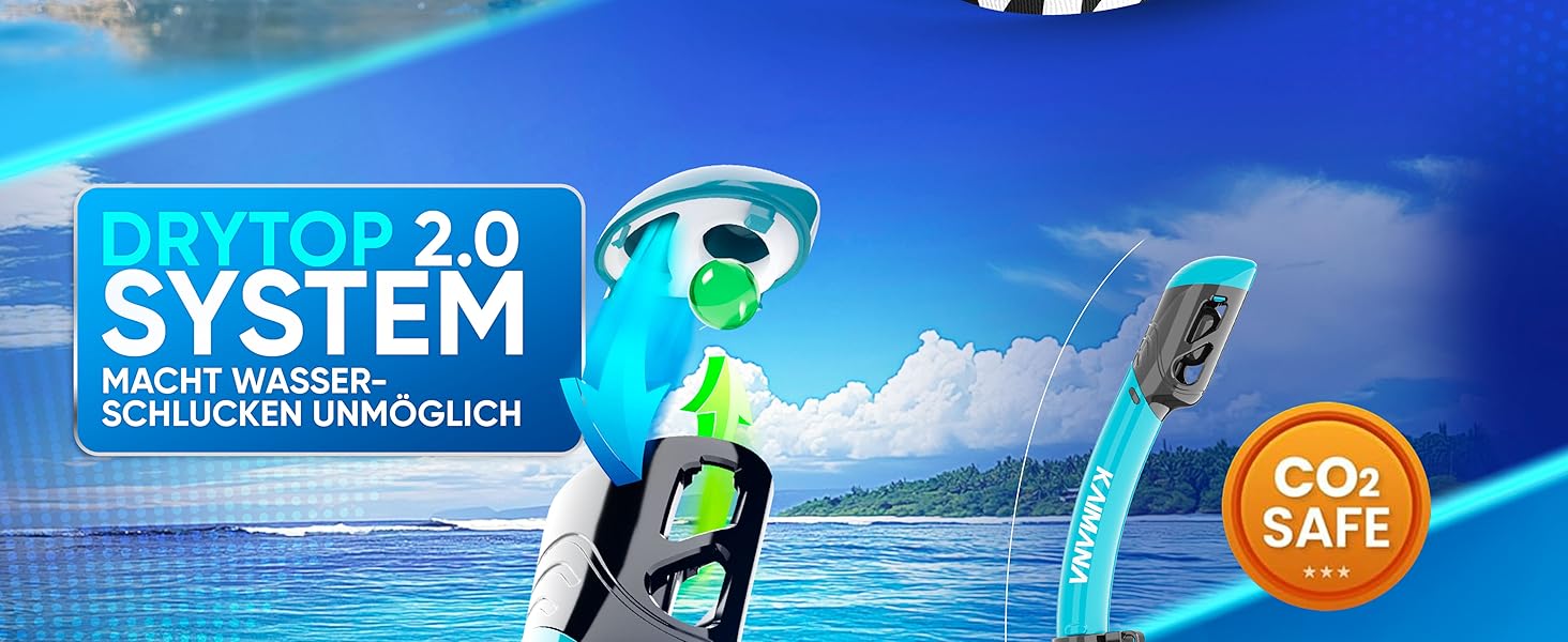 Набір для снорклінгу Kaimana AquaVision Elite для дорослих з сумкою, зручна маска для снорклінгу, альтернатива масці, синій комфортний ремінець