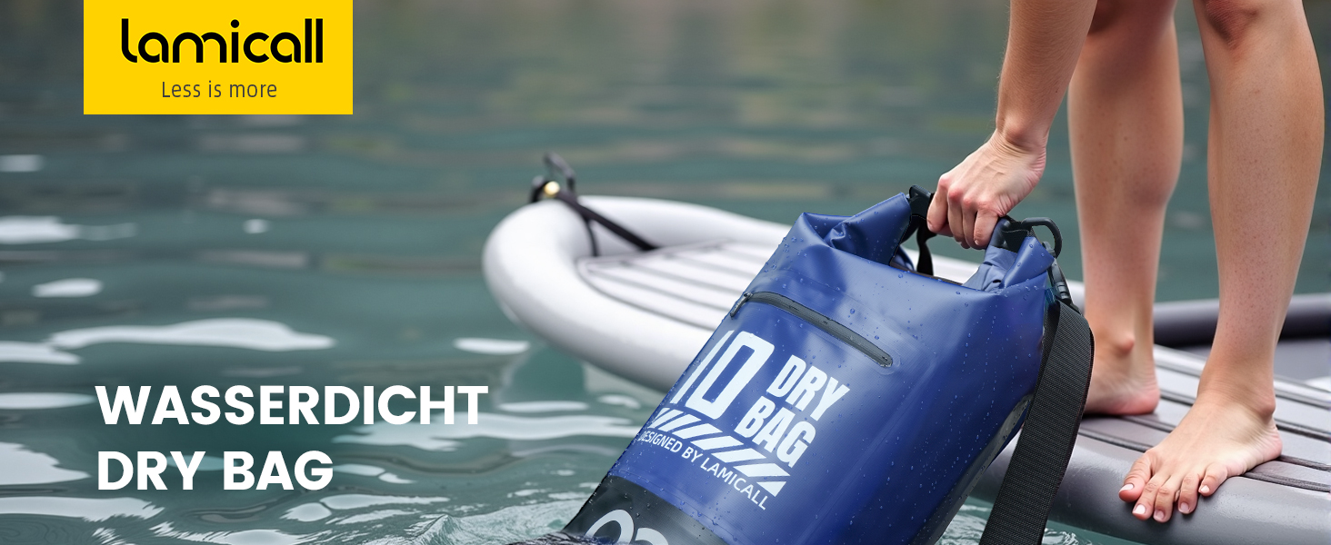 Водонепроникний рюкзак-сумка Dry Bag Lamicall 10 літрів, блакитний - міцний, з водонепроникним чохлом для телефону