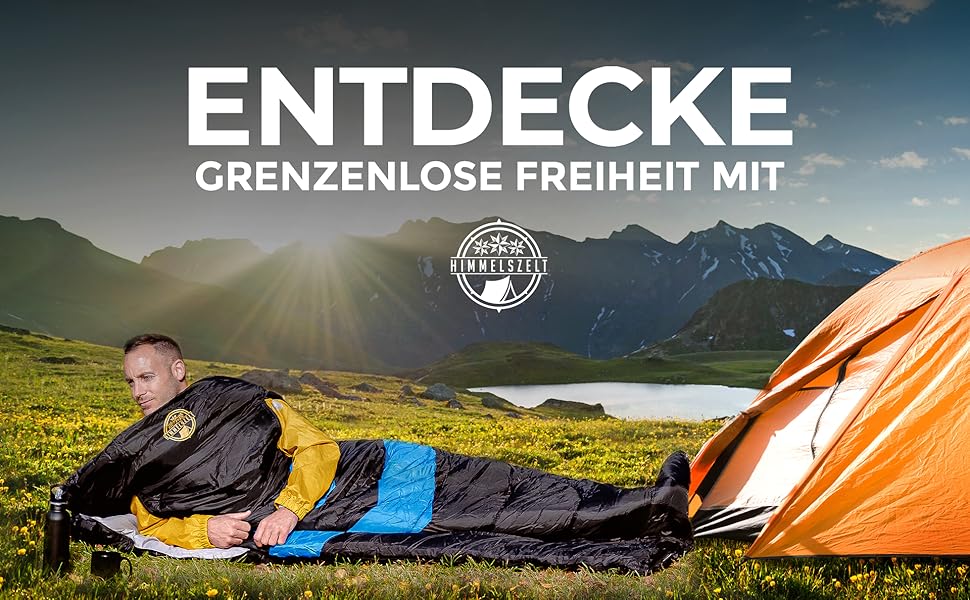 Спальний мішок HIMMELSZELT 4 сезони -5°C до +10°C, 220x85см, водонепроникний, DRYSHIELD, для кемпінгу, туризму, риболовлі, чорно-синій