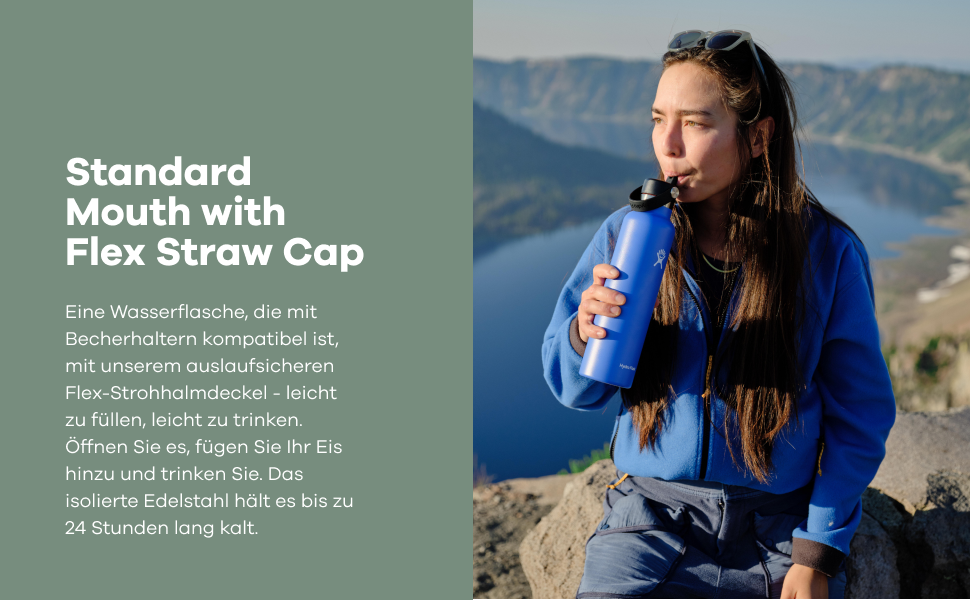 Термобутилка Hydro Flask 709 мл, вакуумна, сталева, з кришкою Flex, порошкове покриття, стандартна горловина, колір Fossil