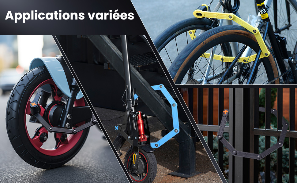 Замок для велосипеда складний 100см з ключами, висока безпека, з кріпленням, з легованої сталі, чорно-оранжевий