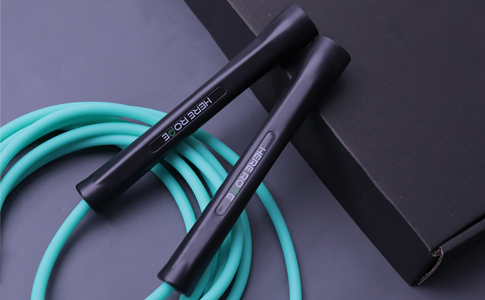 Спортивний скакалка Hererope PVC 6мм для фітнесу та боксу, швидкісна мотузка для кардіотренувань та трюків, 3.1 м, чорна