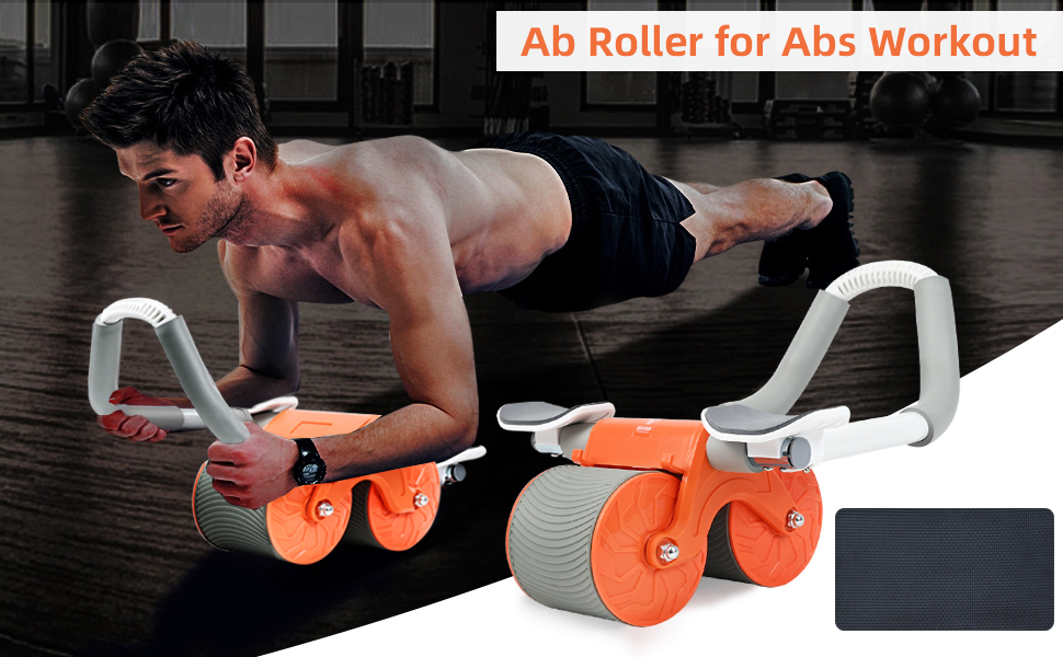 Ролик для пресу FORMIZON з підтримкою ліктів, тренажер для пресу з подвійними колесами та автоматичним відскоком, для тренування корпусу вдома