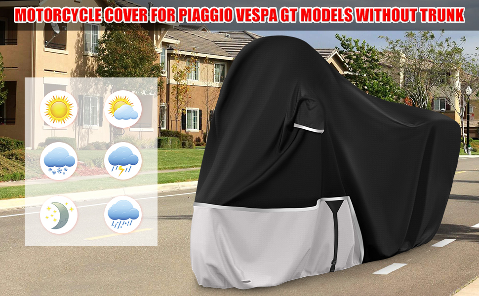 Водонепроникний чохол для мотоцикла Piaggio Vespa GTV GTS GT60/125/200/250/300 (з багажником) та без багажника, 420D Oxford, захист від дощу та сонця