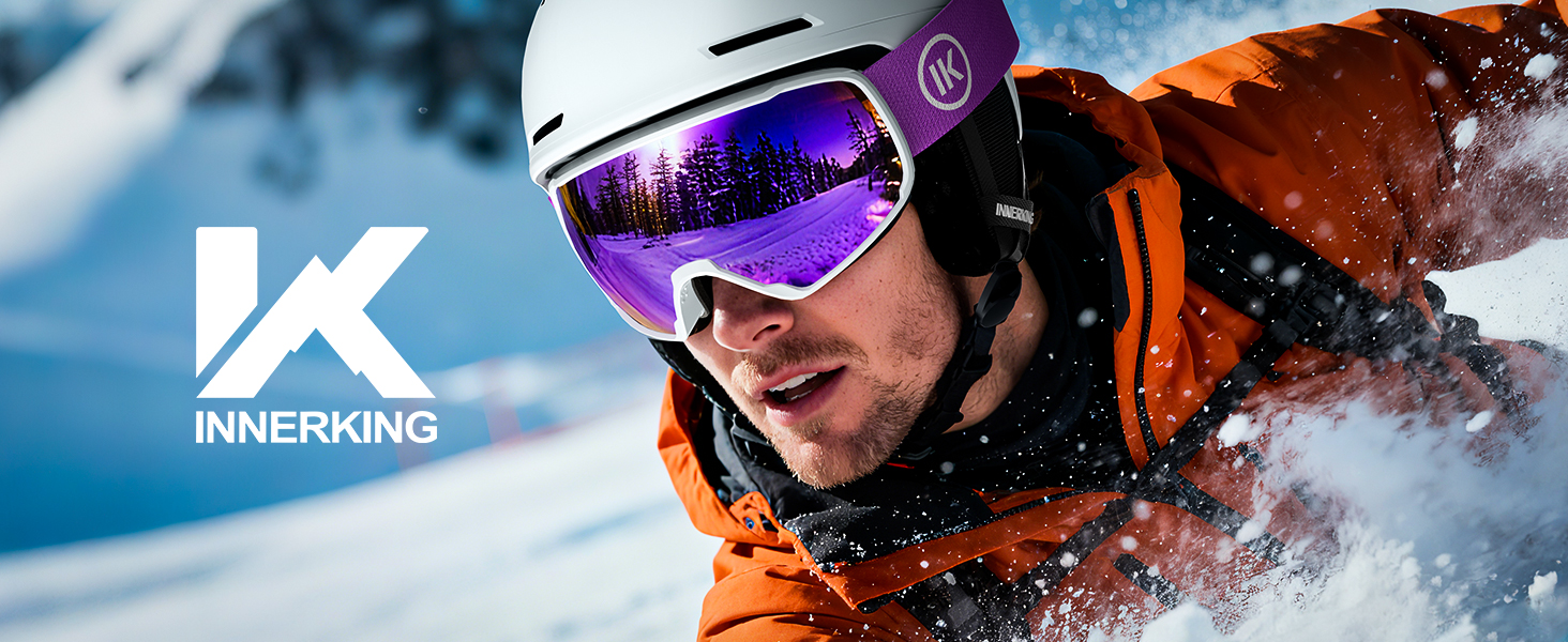 Окуляри для сноуборду та гірських лиж Innerking OTG, Anti-fog & UV400, з подвійним склом для корекції зору, чоловічі/жіночі/підліткові, чорний/срібний (VLT 11%)