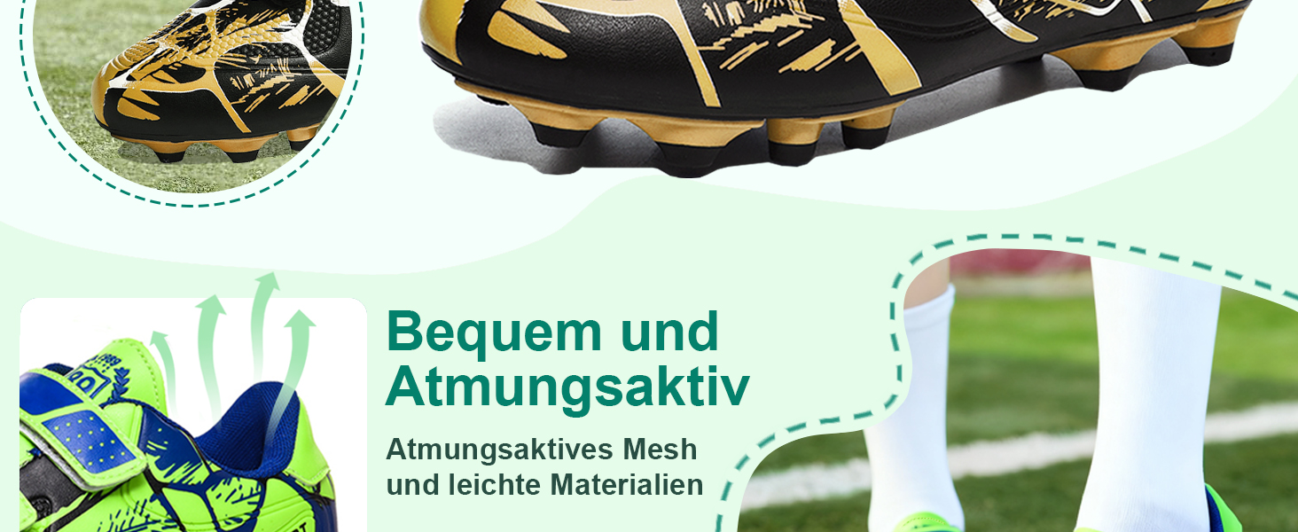 Дитячі футбольні бутси для хлопчиків та дівчаток, бутси для тренувань на штучному газоні, спортивне взуття, шипи, унісекс, 35 EU, чорний/золотий