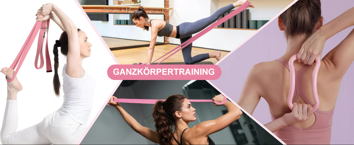 Набір для пілатесу Pilates Set 13 предметів: кільце, м'яч, гумки, шкарпетки, постер, сумка для тренувань. Пілатес вдома для жінок, рожевий колір
