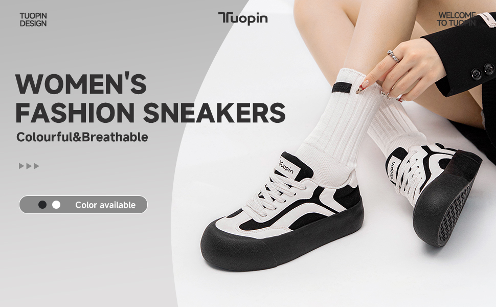 Жіночі кросівки Tuopin Mode: класична гумова підошва, стильні, неслизькі, повсякденні. Чорно-білі (39.5 EU)