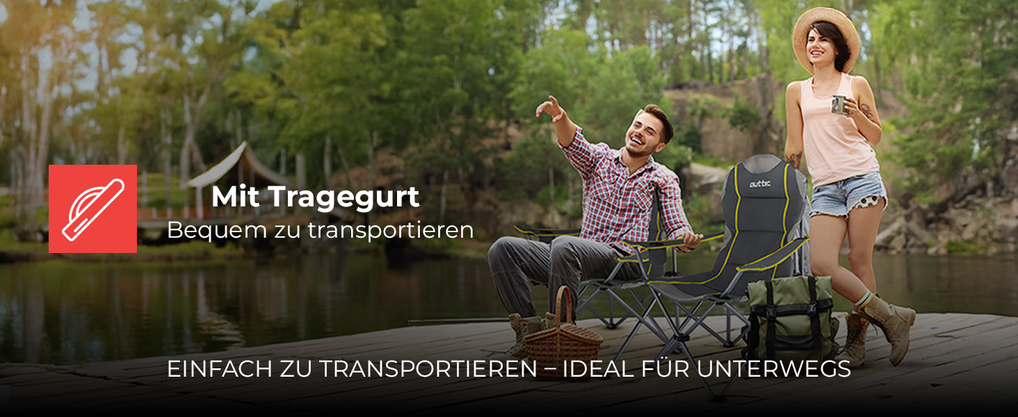 Зручний складаний стул для кемпінгу Outtec: 130 кг, висока спинка, підсклянник, сумка, зелений (сірий)