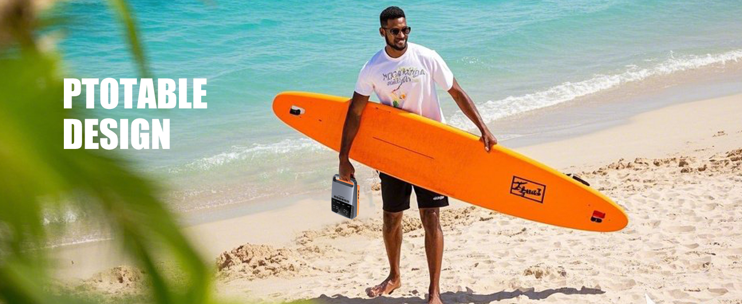 Електрична SUP-насос 13500mAh SUP Pumpe: 20 PSI, 12V DC, Автоматичне вимкнення, 6 насадок для SUP-дошок, матраців, каяків та човнів (Оранжевий)