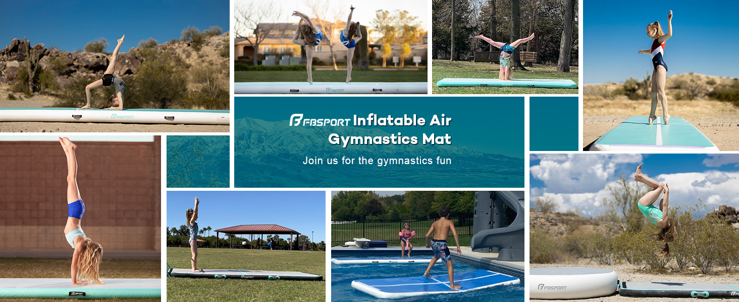 FBSPORT Airtrack Matte - килимок для гімнастики та йоги, 200x100x10 см, світло-зелений
