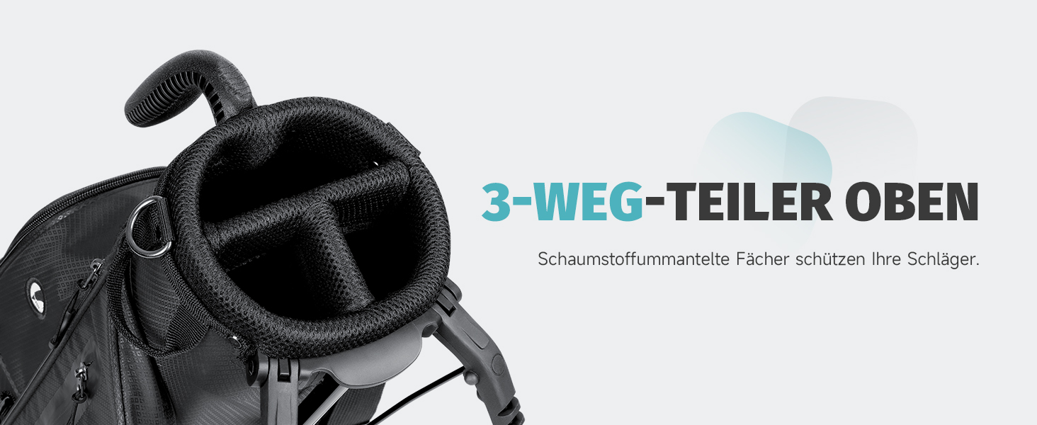 Сумка для гольфу Findway, легка та портативна, з підставкою, 3 відділення, регульований плечовий ремінь, 5 кишень, ручка, для чоловіків та жінок, блакитна