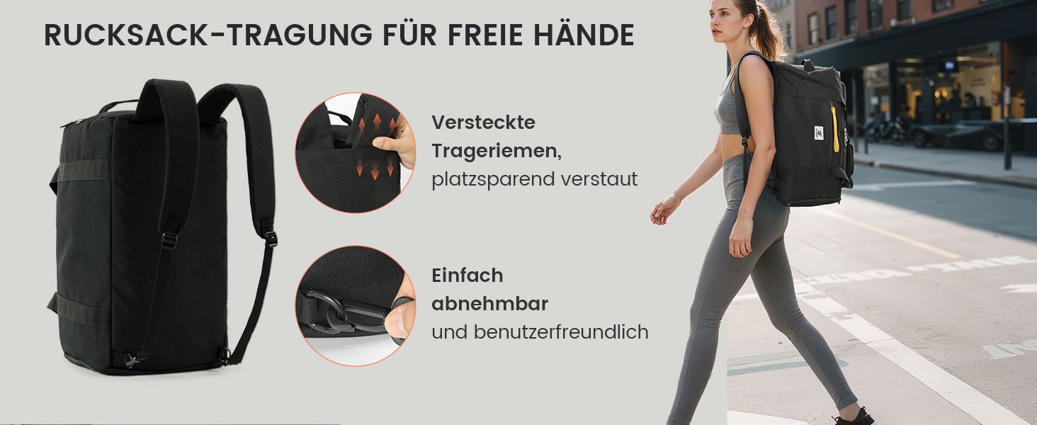 Спортивна сумка SKYSPER 40л з рюкзак-функцією, для спортзалу, подорожей, басейну, сіра