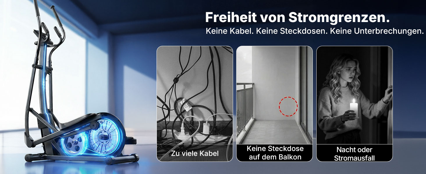 Еліптичний тренажер MERACH E33 для дому: 16 рівнів опору, самостійне живлення, до 150 кг, ультратихий, з додатком