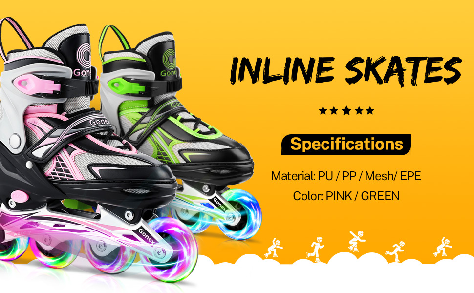 Дитячі ролики Gonex для дівчаток та хлопчиків, регульовані, світлові, зелені (EU 35-38)