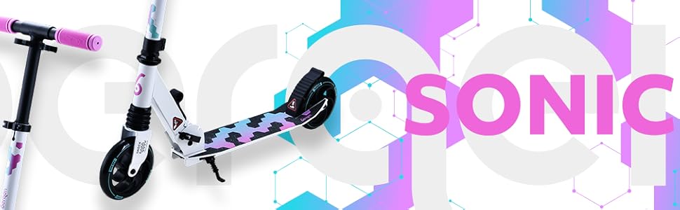 Самокат міський Bergen City Scooter Sonic - алюмінієвий, складаний, колеса PU 145мм, амортизатор, гальмо заднє, регулювання висоти, для дітей від 5 років, легкий