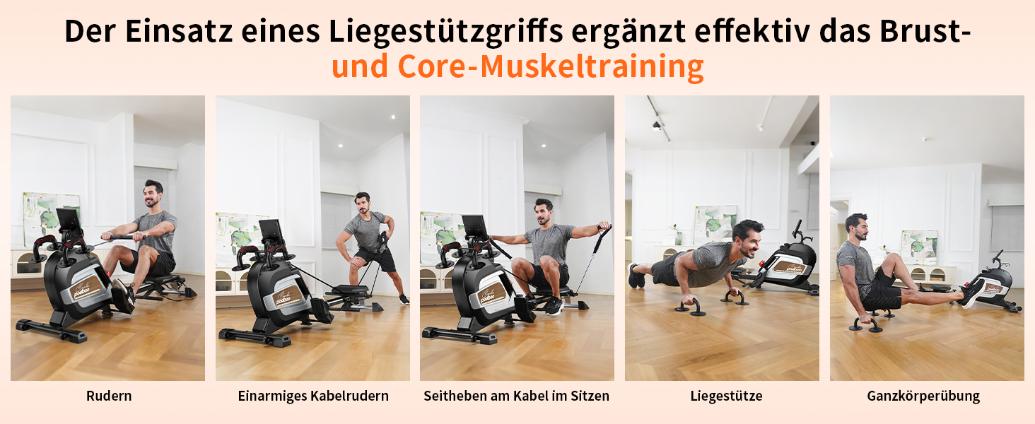 Гребний тренажер Pooboo з магнітною системою опору, 360 lbs, складаний, з тримачем для планшета та зручним сидінням, для дому H015-3