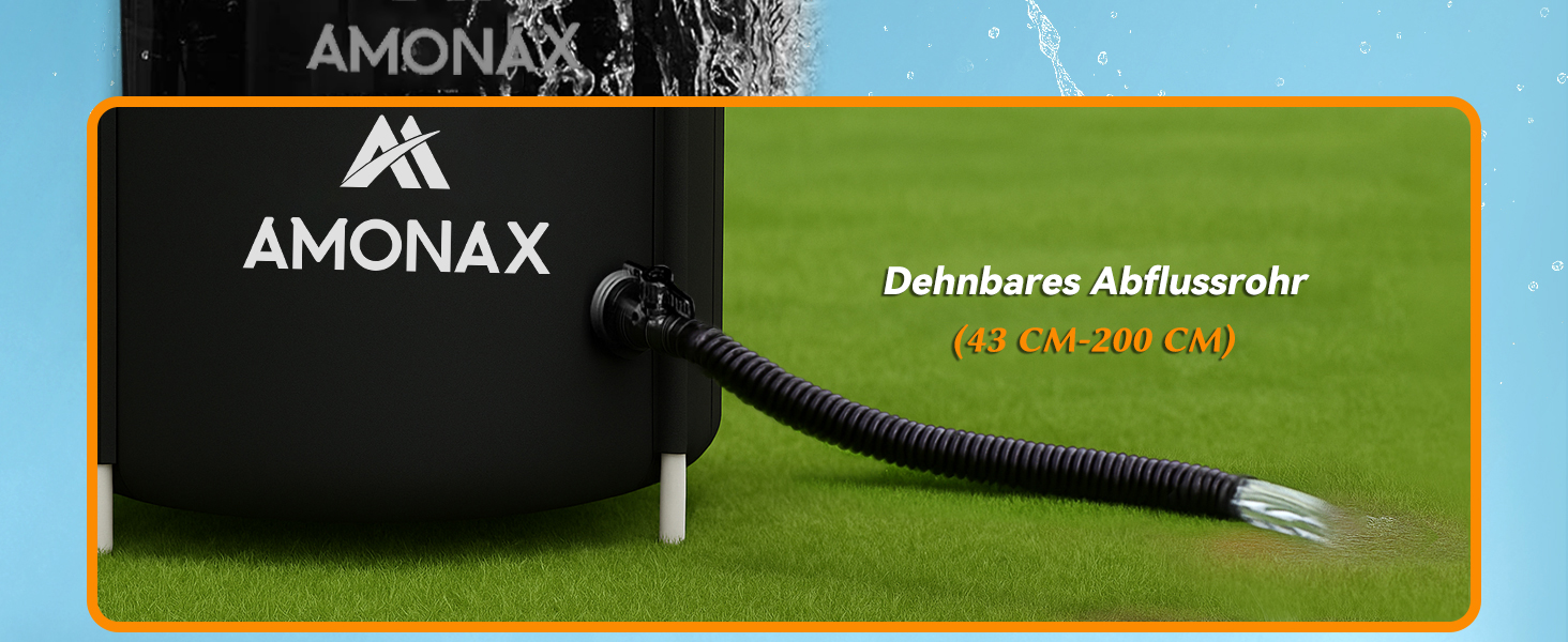 Тонна для криотерапії Amonax Eisbaden: портативна ванна для холодової терапії з термометром, кришка та покриття, чорний колір