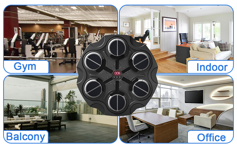 Музична боксерська машина Bluetooth з LED-підсвіткою, настінний кріплення, 9 режимів швидкості та лічильник, підтримка Bluetooth, обладнання для ударів вдома