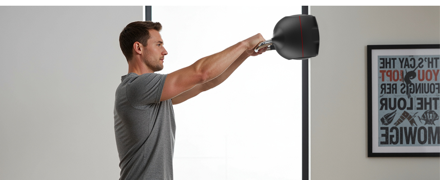 Кетлбел регульований 7-в-1 для дому, 20 кг. Набір гантелей-кетлбелів для фітнесу, чорний. Ідеально для домашнього тренажерного залу.