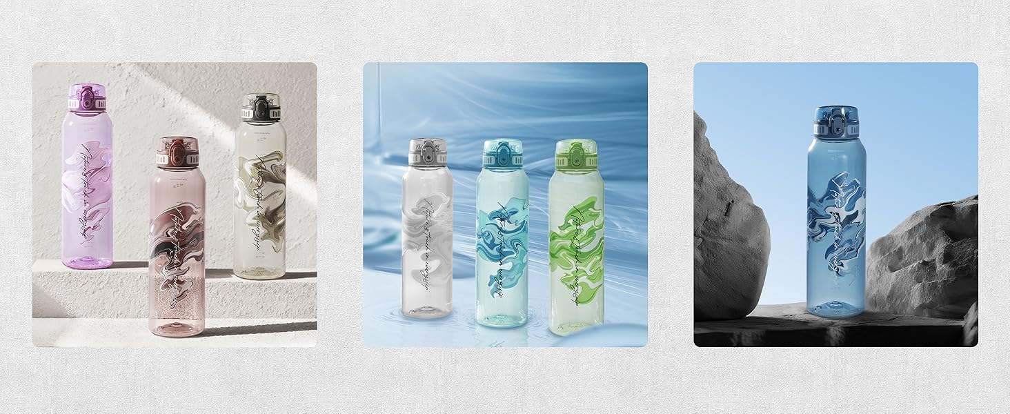 Дитяча пляшка для води UZSPACE 600 мл, спортивна, непроливальна, з одноручним відкриванням, для газованої води, придатна для миття в посудомийній машині, для школи та активного відпочинку, білий колір