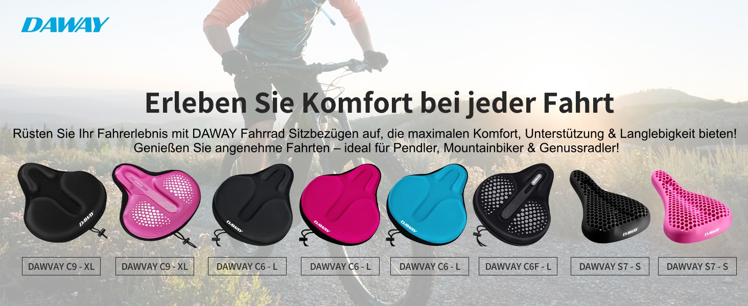Покриття на сидіння велосипедного крісла Daway з силіконовим гелем та піною Memory Foam - XL/L/M/S, 30 x 27 см, чорний