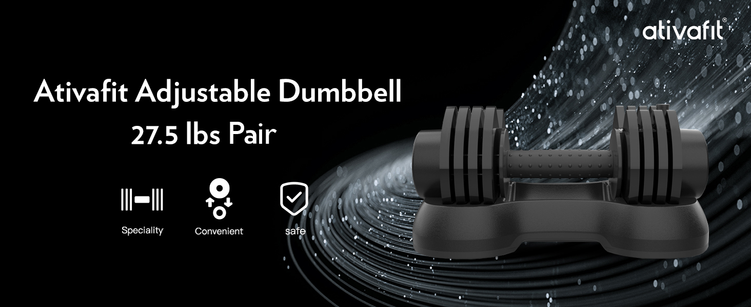 Регульовані гантелі ATIVAFIT - гантелі з антиковзним покриттям та підставкою, для дому, фітнесу та тренувань (1/2 шт.)