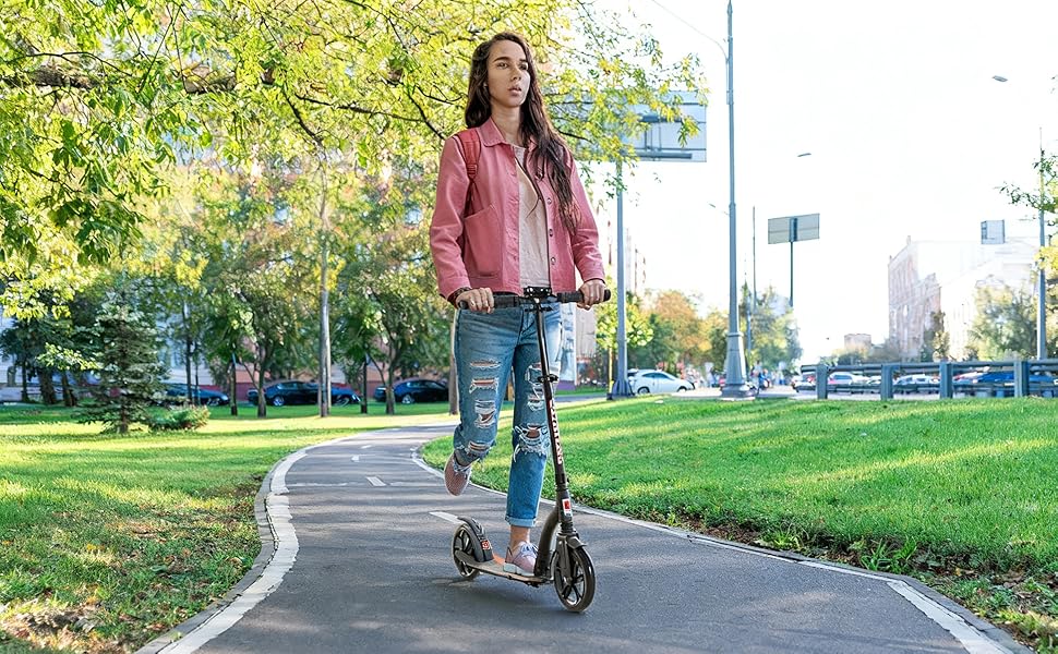 Дитячий самокат HOMCOM з амортизацією, складний, регульована висота, для дітей від 14 років, алюміній, чорно-білий, 92,5 x 37,5 x 82-97 см