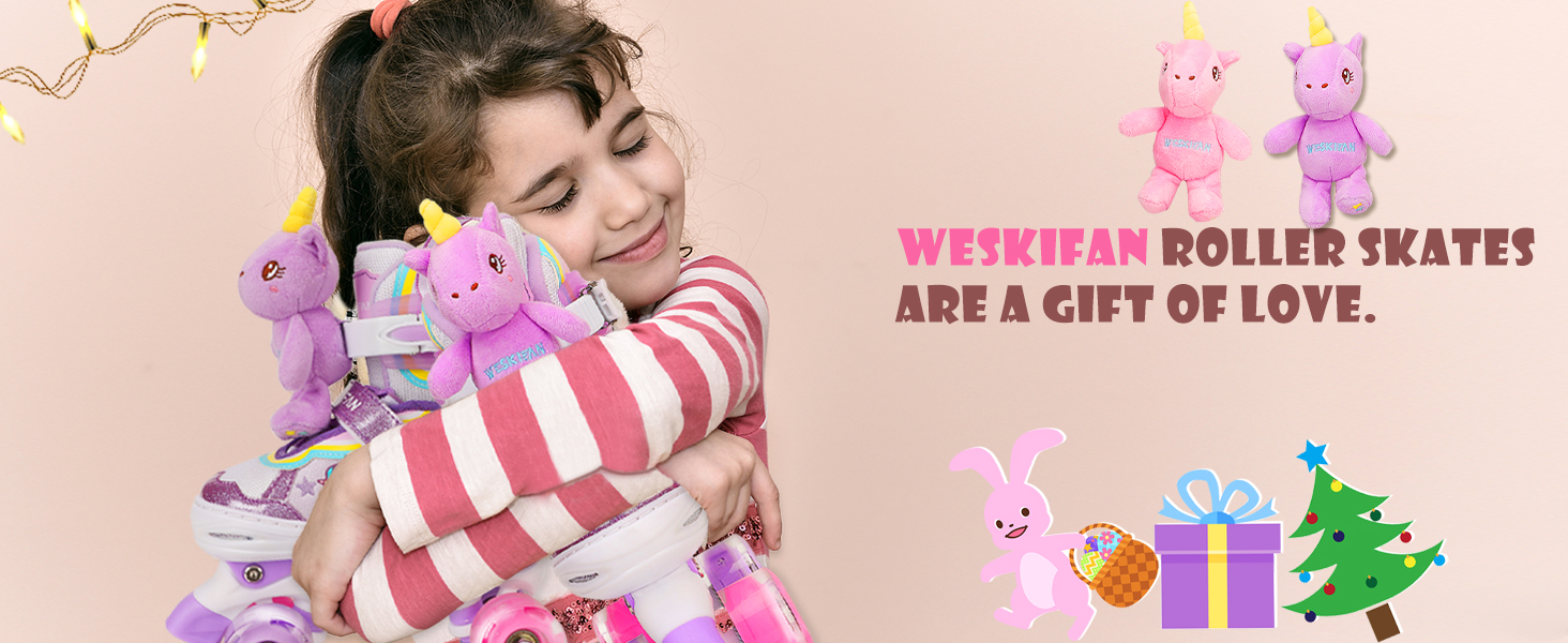 Дитячі ролики Kinder Einhorn для дівчаток, 4 розміри, регульовані, з підсвічуванням, для початківців, фіолетові