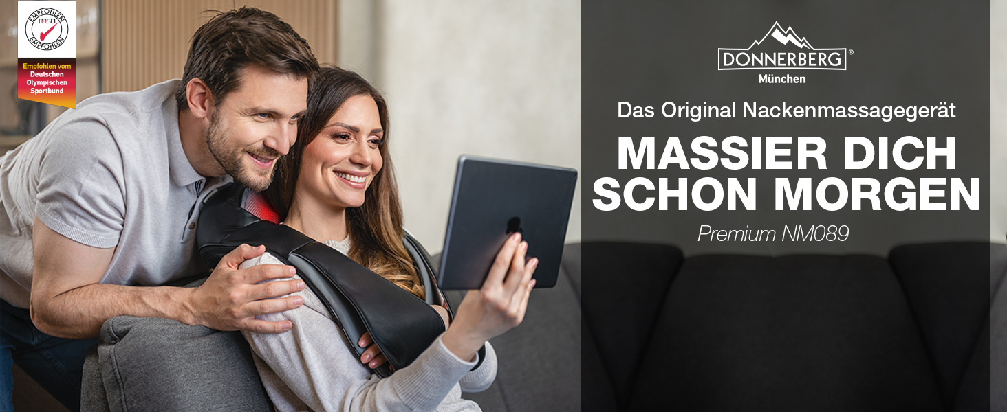 Масажер для шиї Donnerberg Shiatsu з підігрівом, вібрацією, TÜV сертифікований, гарантія 7 років, чорний