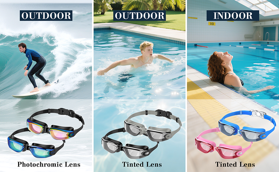 Окуляри для плавання дорослих та юніорів - антизапарні, HD лінзи, захист від УФ, водонепроникний ущільнювач, для тренувань, пляжу/басейну - зручна посадка, унісекс, чоловічі та жіночі окуляри для плавання