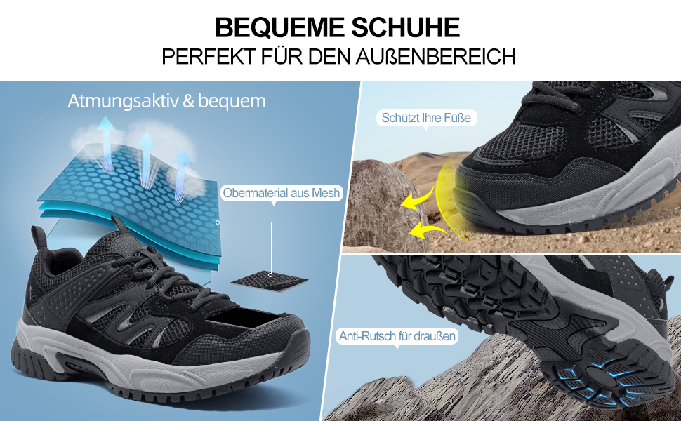 Черевики для хайкінгу чоловічі Outdoor, трекінгові, чорні, 43 EU. Зручні, дихаючі, з антиковзкою підошвою.