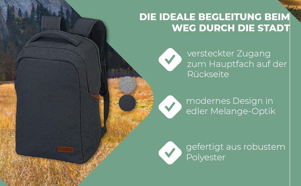 Антивандальний рюкзак travelite SAFETY BASICS з задньою блискавкою, для подорожей, з відділенням для ноутбука до 15,6