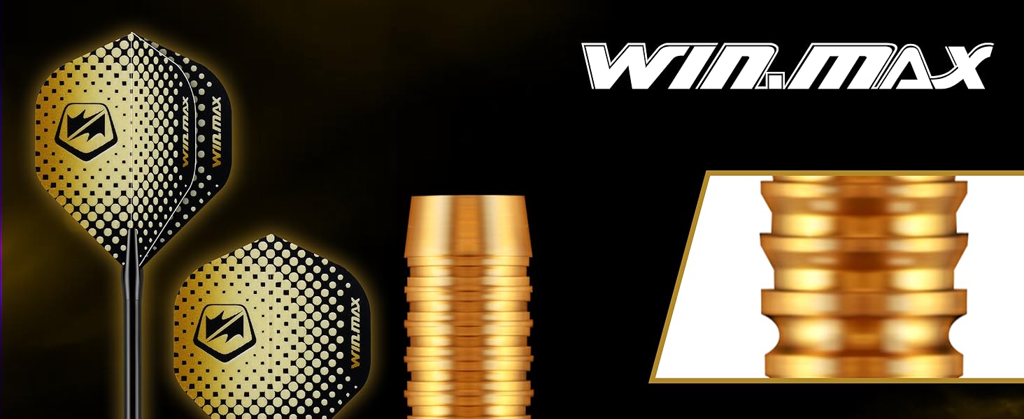 Дарти WIN.MAX Tungsten 90% (3 шт) 18г, професійні вольфрамові дротики золотого кольору